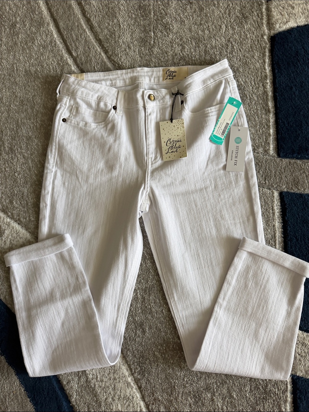 Cosmic Blue Love Stitch Fix Exclusive White Adj Rolled Hem Jeans - Sz 30 NWT